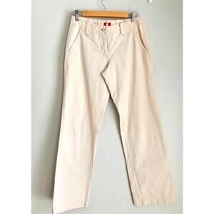 S. Oliver Beige Cotton-Blend Wide-Leg Chino Pants Womens Sz 7